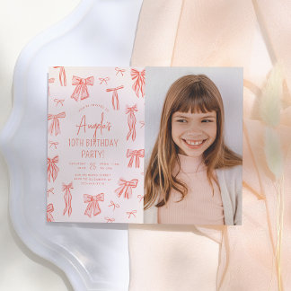 Whimsisches Pink Bow Girl Foto Geburtstag