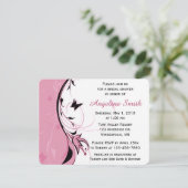 Whimsisches Pink Floral Butterfly Brautparty Einladung (Stehend Vorderseite)