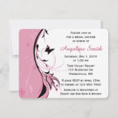 Whimsisches Pink Floral Butterfly Brautparty Einladung (Vorderseite)