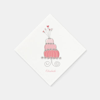 Whimsisches Pink Girl Daisy Geburtstagskuchen Part Serviette