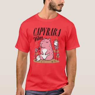 Whimsisches Pink Hippo mit Floral Friends Junge T-Shirt