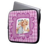 Whimsisches Pink Kariertes Foto Laptopschutzhülle (Vorderseite Links)