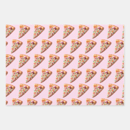 Whimsisches Pink Mushroom Pizza Geschenkpapier Set