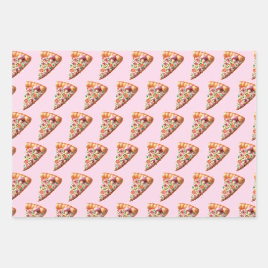 Whimsisches Pink Mushroom Pizza Geschenkpapier Set (Vorderseite)