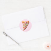 Whimsisches Pink Mushroom Pizza Party Runder Aufkleber (Umschlag)