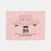 Whimsisches Pink Niedliches chinesisches Neujahr Fleecedecke (Vorderseite (Horizontal))