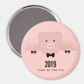 Whimsisches Pink Niedliches chinesisches Neujahr Magnet (Vorderseite/Rückseite)