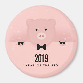 Whimsisches Pink Niedliches chinesisches Neujahr Magnet (Vorne)
