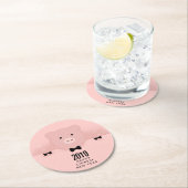 Whimsisches Pink Niedliches chinesisches Neujahr Runder Pappuntersetzer (Vor Ort)