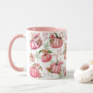 Whimsisches Pink Pumpkin Wasserfarben Tasse