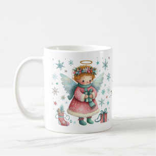 Whimsisches Pink und Blauer Weihnachtsgel Kaffeetasse