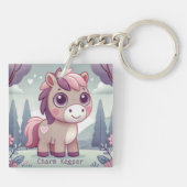 Whimsisches Pink und Lila Pony Charm Keeper Schlüsselanhänger (Rückseite)