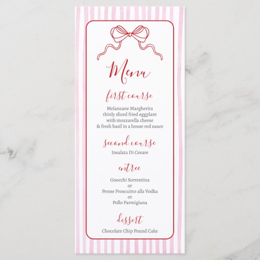 Whimsisches Pink und Red Christmas Menu Card Menükarte (Vorderseite)