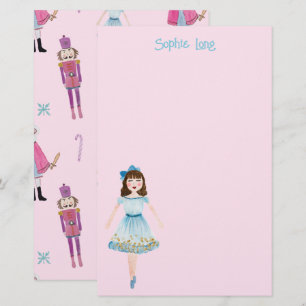 Whimsisches Pink Watercolor Nutcracker Clara Briefpapier