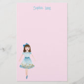 Whimsisches Pink Watercolor Nutcracker Clara Briefpapier (Vorderseite)