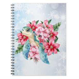 Whimsisches Pink Weihnachten Florenmeer Schildkröt Notizblock