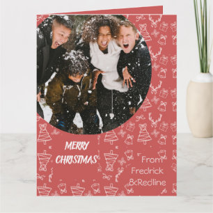 Whimsisches Pink Weihnachtsmuster Karte