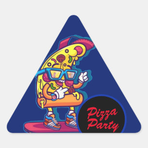 Whimsisches Pizza-Party Dreieckiger Aufkleber