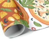 Whimsisches Pizza-Party Wasserfarbe Geburtstag Geschenkpapier (Rolleneckpunkt)
