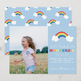 Whimsisches Preppy Foto Girl Rainbow Birthday Part Einladung