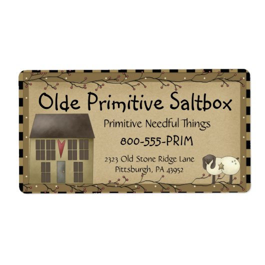 Whimsisches primitives Saltbox House-Gütesiegel (Vorne)