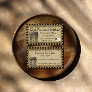 Whimsisches primitives Saltbox House & Sheep Visitenkarte