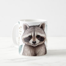 Whimsisches Raccoon mit floralen Akzenten