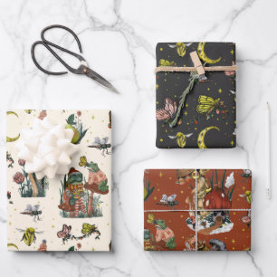 Whimsisches Red Christmas Mushroom Pattern Wrappin Geschenkpapier Set