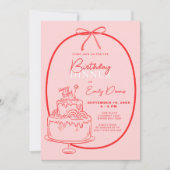 Whimsisches Retro Border Geburtstagsessen Einladung (Vorderseite)