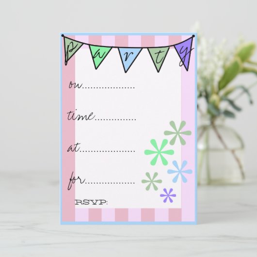 Whimsisches Retro-farbiges handgeschriebenes Party Einladung (Stehend Vorderseite)