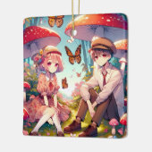 Whimsisches Romantisches Anime Couple Keramikornament (Links)