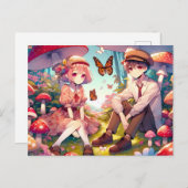 Whimsisches Romantisches Anime Couple Postkarte (Vorne/Hinten)