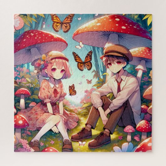 Whimsisches Romantisches Anime Couple Puzzle (Vertikal)
