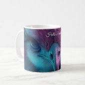 Whimsisches rosa Feathered Straußenlange Lashes Kaffeetasse (Vorderseite Links)