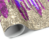 Whimsisches Rosa lila Glitzer Goldgold Tropfen Geschenkpapier (Rolleneckpunkt)