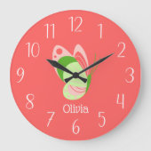 Whimsisches Rosa und grüner Schmetterling Große Wanduhr (Vorderseite)
