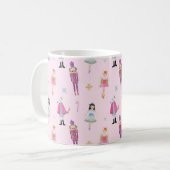 Whimsisches rosa Wasserfarbe Nutcracker Ballet Kaffeetasse (Vorderseite Links)