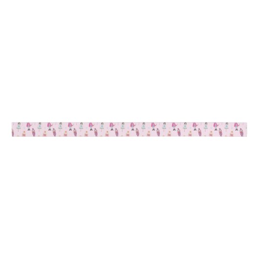 Whimsisches rosa Wasserfarbe Nutcracker Ballet Ripsband (Vorderseite)