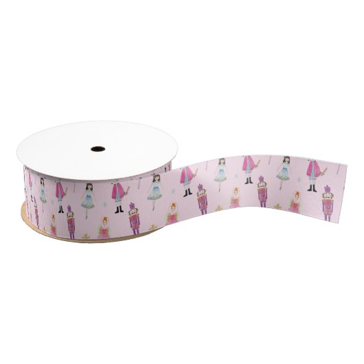 Whimsisches rosa Wasserfarbe Nutcracker Ballet Ripsband (Spule)