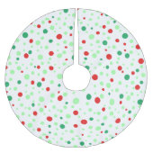 Whimsisches Rot und grüner Polka Dot Weihnachtsroc Polyester Weihnachtsbaumdecke (Vorderseite)