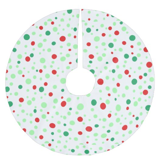 Whimsisches Rot und grüner Polka Dot Weihnachtsroc Polyester Weihnachtsbaumdecke (Vorderseite)