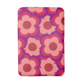 Whimsisches Rot und Rosa Floral Retro, fett preppy Badematte (Vorderseite Vertikal)