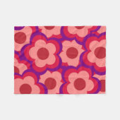 Whimsisches Rot und Rosa Floral Retro, fett preppy Fleecedecke (Vorderseite (Horizontal))