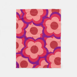 Whimsisches Rot und Rosa Floral Retro, fett preppy Fleecedecke