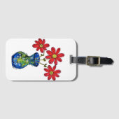 Whimsisches Rotes Blume in Blue Vase Gepäckanhänger (Vorderseite (Horizontal))
