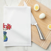 Whimsisches Rotes Blume in Blue Vase Geschirrtuch (Viertel Falte)