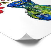 Whimsisches Rotes Blume in Blue Vase Poster (Ecke)