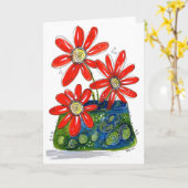 Whimsisches Rotes Blume Karte (Gelbe Blume)