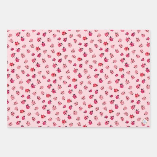 Whimsisches Rotes Schwarzes Ladybug Art Aquarell R Geschenkpapier Set (Vorderseite)