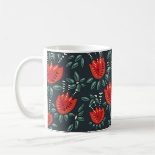 Whimsisches Rotes Tulips Blumenmuseum Abstrakter F Kaffeetasse